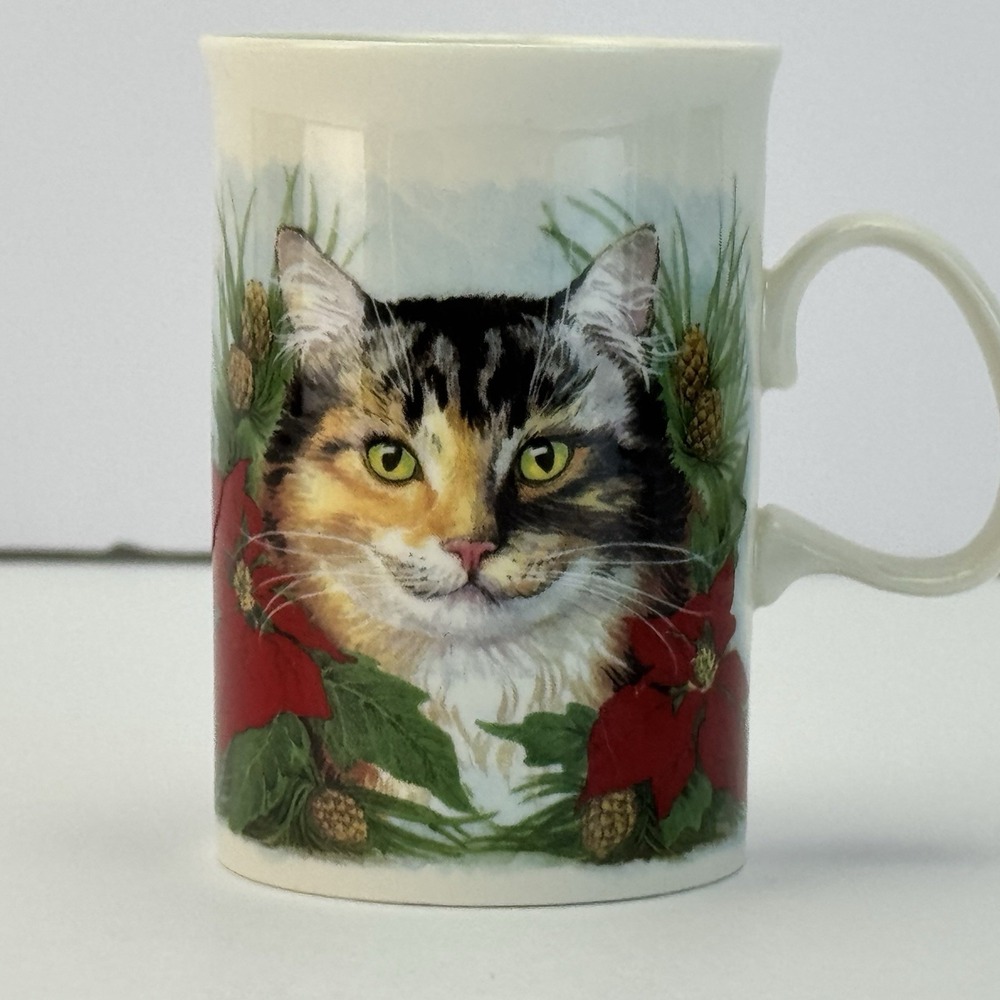 Dunoon Christmas Cat Mug Bone‎ China Made in England